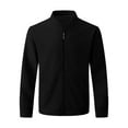 thumbnail image 7 of WTOBBY Men's Waffle Texture Casual Jacket, Retro Stand Collar Zip Front Outerwear with Kangaroo Pocket, Loose Fit Lightweight Layering Piece,Black M, 7 of 7