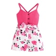 thumbnail image 1 of Summer Rompers For Girls Fashion Solid Color Tops Floral Print Sleeveless Bow Knot Jumpsuit Red Infant To Big Kid 5-6T, 1 of 6