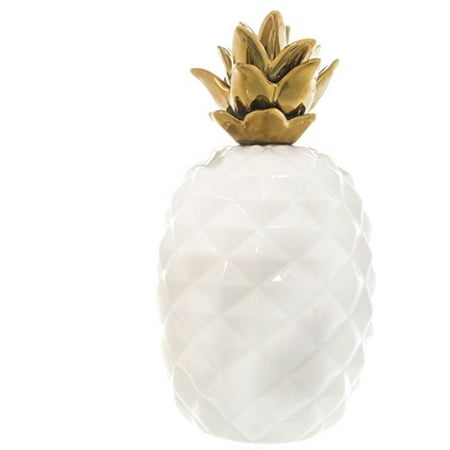 Home Essentials Ceramic Metallic 11" Pineapple Centerpiece White/Gold