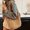 Khaki, variant on Trendy Pearl Hollow Shoulder Tote Bag Large Capacity Casual Everyday Use Stylish Versatile Design Leisure Activities