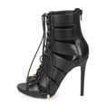 thumbnail image 4 of Miss L ED75 Women Leatherette Peep Toe Elastic Corset Gladiator Stiletto Sandal, 4 of 5