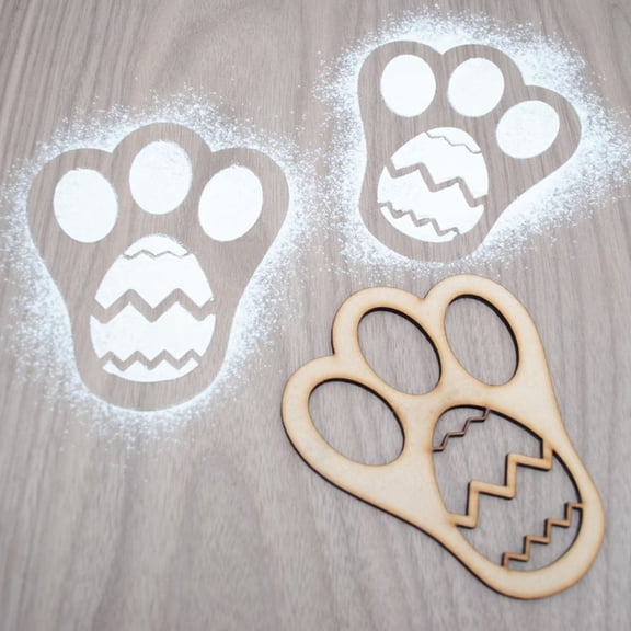 Hanging Wall Decor,Easter Bunny Footprint Wood Easter Morning Bunny Feet Flour Footprint Easter Bunny Feet Reusable Bunny