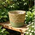 thumbnail image 4 of Lilixerw Woven Planter Basket, Green Medium 6.88x4.72x5.51 inch Lined Flower Pot Cover, Storage Basket for Indoor Outdoor Office Balcony Decoration, 4 of 8