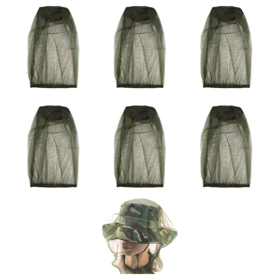 GoXteam 6 pack Mosquito Head Net Face Mesh Protecting Net for Outdoor Hiking Camping Climbing Mosquito Fly Insects Preventing (Green)