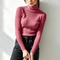 thumbnail image 5 of DYTTDG Women's Ribbed Turtleneck Long Sleeve Knit Pullover, Solid Stretch Slim Soft Base Layer Sweater for Fall Winter Daily Layering, 5 of 8