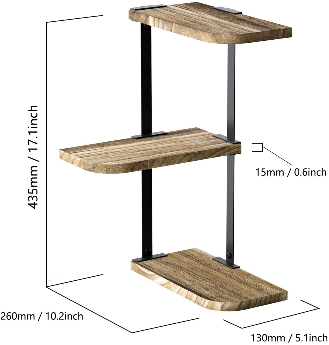 Details about   Love-KANKEI Corner Shelf Wall Mount of 5 Tier Rustic Wood Floating Shelves Wall 