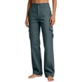 thumbnail image 2 of Besolor Womens Cargo Pants Straight Leg High Waisted Casual Loose Outdoor Hiking Work Trousers with Multi-pockets, 2 of 6