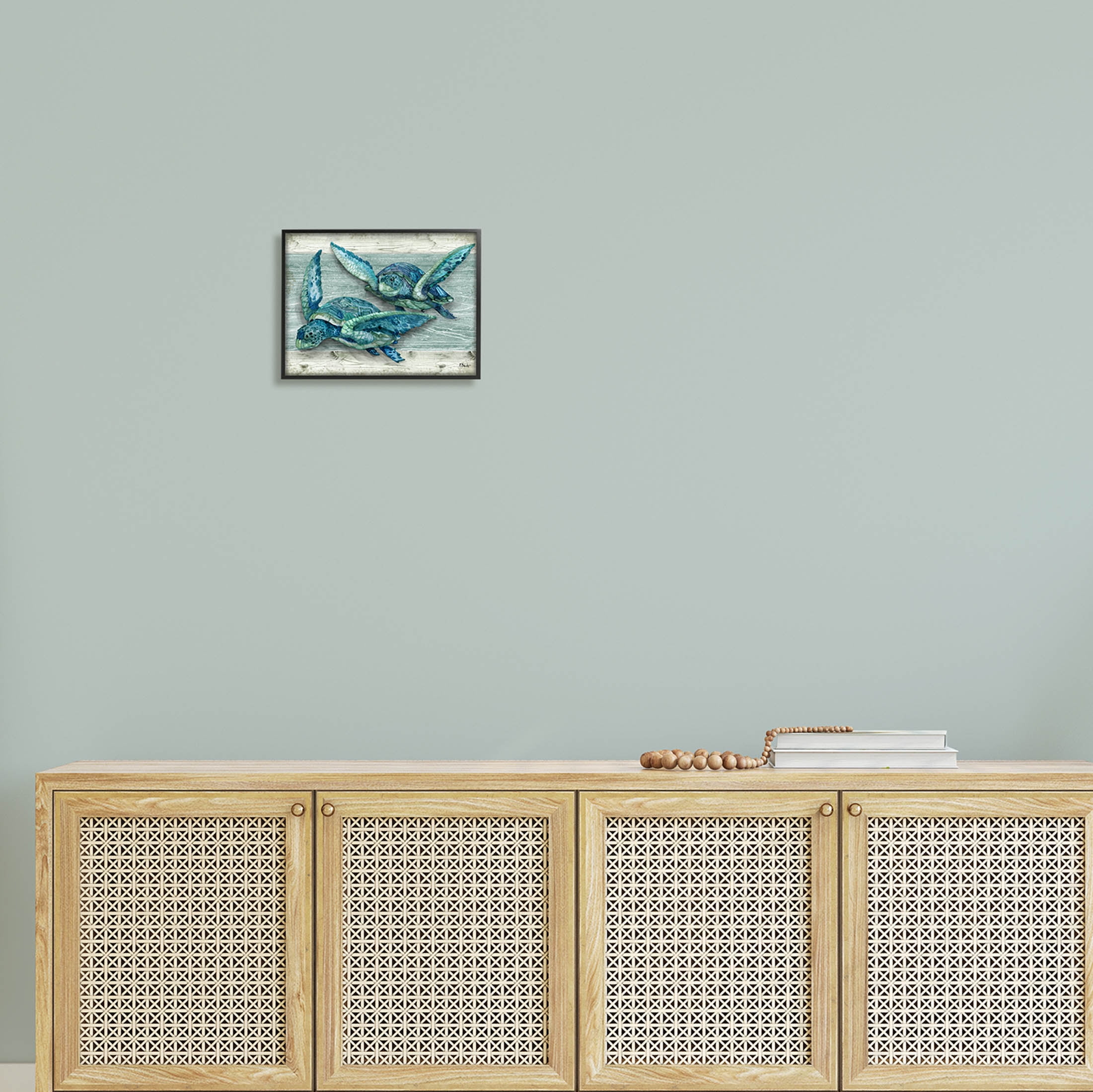 Stupell Industries Northpoint Sea Turtles Sealife Graphic Art Black Framed Art Print Wall Art, Design by Paul Brent