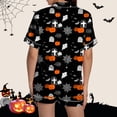thumbnail image 4 of Pyjama pour Femmes en Satin Imprimé Graphique, Mignon, Tenue de Nuit, Boutons, Hauts à Manches Courtes, Ensembles de Shorts, 4 of 5