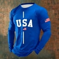 thumbnail image 2 of FINALGANG Mens Long Sleeve Crewneck TShirts With Letter American Flag Print Slim Fit Casual Sporty Tees For Summer Daily Wear Blue XXXXL, 2 of 3