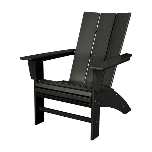 POLYWOOD Modern Curveback Outdoor Adirondack Chair in Black