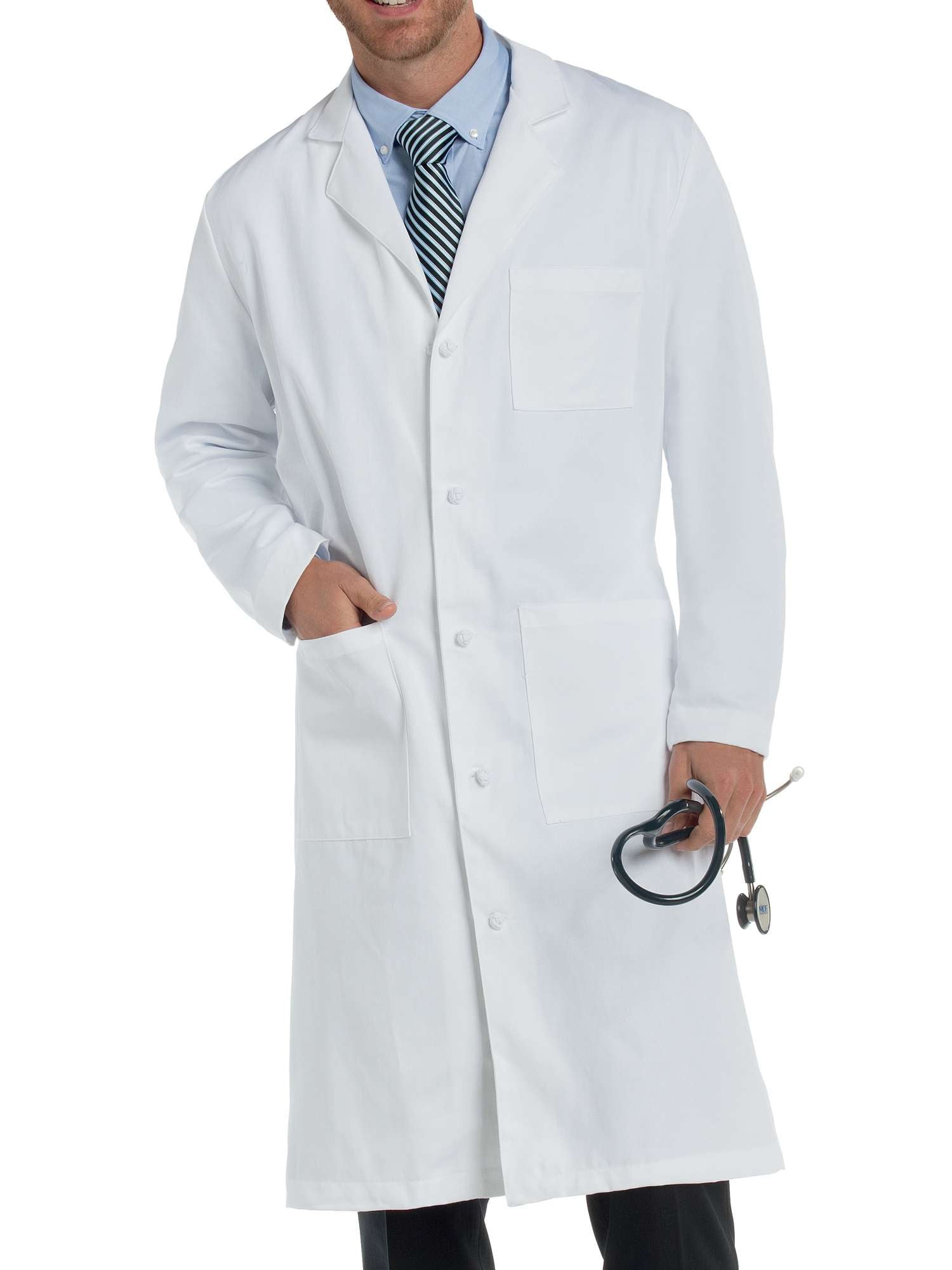 Landau 4 Button Mens Lab Coat With 3 Front Pockets 3163 SHIPS FREE! 