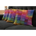 thumbnail image 5 of Ambesonne Abstract Throw Pillow Cover 4 Pack, Rainbow Colors Squares, 24", Multicolor, 5 of 5