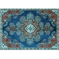 thumbnail image 1 of Ahgly Company Indoor Rectangle Medallion Light Blue Traditional Area Rugs, 2' x 4', 1 of 4