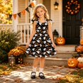 thumbnail image 2 of WERYOUNG Halloween Girls Suspender Dresses Pumpkin Ghost Print Sleeveless Crewneck Dresses For Girls Kids Holiday Party Soft Sundress 3-4 Years, 2 of 5