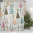 thumbnail image 2 of Christmas Decor Waffle Shower Curtain for Bathroom 72x84inches Christmas Trees Shower Curtain Set with Hooks Pink Green Watercolor X-mas Trees Waterproof Fabric Shower Curtain, 2 of 6