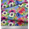 thumbnail image 3 of Soimoi Silk Fabric Leaves,Lotus & Anemone Floral Decor Fabric Printed Yard 42 Inch Wide, 3 of 3