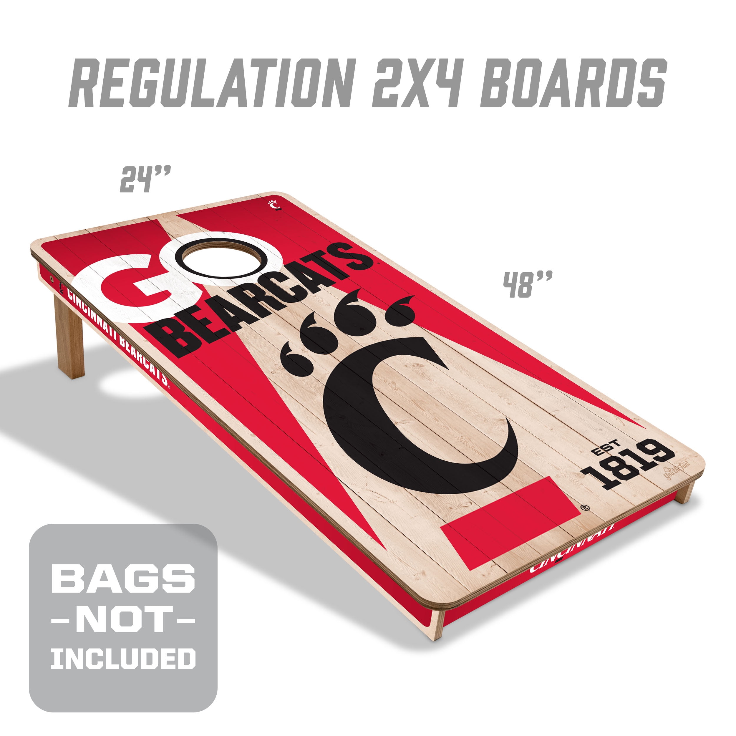 YouTheFan NCAA Cincinnati Bearcats 2' x 4' Cornhole Game No Bags