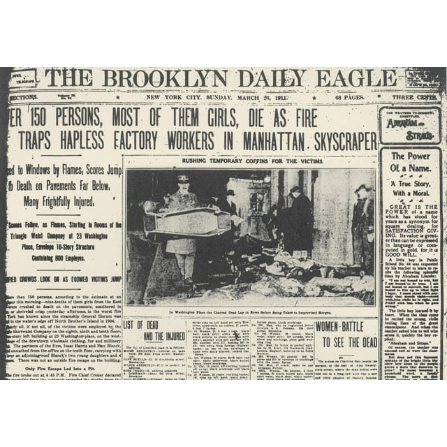Triangle Factory Fire. /Nfront Page Of The Brooklyn Daily Eagle, 26 March 1911, Describing The Events Of The Triangle Shirtwaist Factory