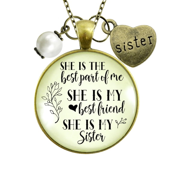 Love My Sister Necklace Best Gutsy Goodness Female Adult Bronze Metal Jewelry