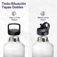 thumbnail image 3 of Termo de Acero Inoxidable, Termo de Agua con 2 Tapas, para Agua Fr&iacute;a (24 horas) o Caliente (12 horas), Doble Pared y Tapa Herm&eacute;tica Antigoteo, con Asa para Transportar (1900ml/64, 3 of 8