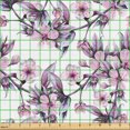 thumbnail image 2 of Ambesonne Floral Fabric by the Yard Upholstery, Cherry Blossoms Spring Print, 10 Yards, Pale Purple Violet and Pink, 2 of 5