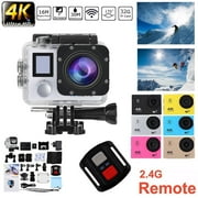Action Camera 4K WiFi Ultra HD Underwater 30M Waterproof 170° Wide Angle Lens Sports Camcorder with Remote Control 2 Rechargeable Batteries and Mounting Accessories Kit