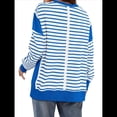 thumbnail image 4 of Sudadera Informal de Larga con Cuello Redondo y Rayas de Color Block para Mujer. Azul S, 4 of 5