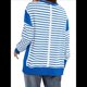 thumbnail image 4 of Sudadera Informal de Larga con Cuello Redondo y Rayas de Color Block para Mujer. Azul XXL, 4 of 5