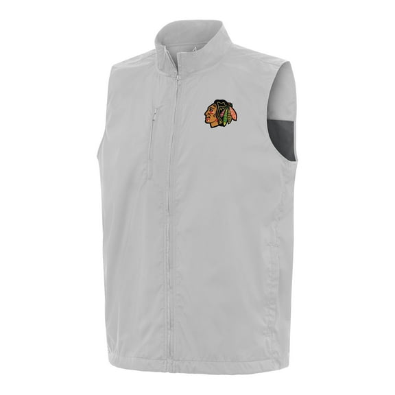Men's Antigua Heather Gray Chicago Blackhawks Brisk Full-Zip Vest