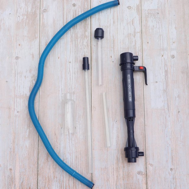 OULII Fish Tank Siphon 1 Set Dark Blue Plastic Aquarium Vacuum for Water Exchanger 32.9*2.4*2.4in