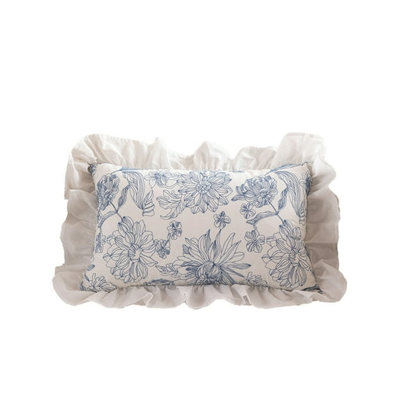 Hiroekza Luxury Soft Decorative Cotton Throw Pillow Covers, Throw Pillow Case - Skin-frindly, Ruffled Design for Living Room, Sofa & Bedside White