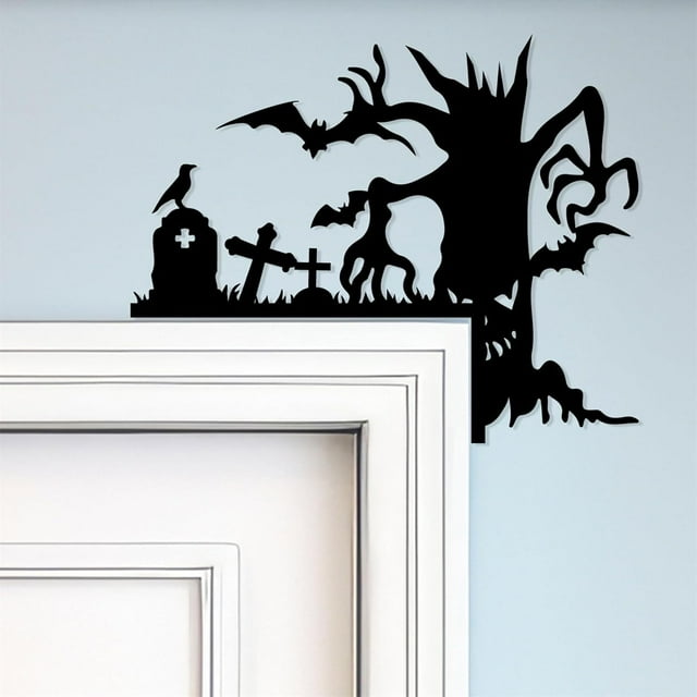 Adorno de metal para puerta de Halloween, decoración de letrero de esquina de puerta de Halloween, decoraciones de puerta de Halloween, letrero de puerta de Halloween, decoración de letrero de esquina
