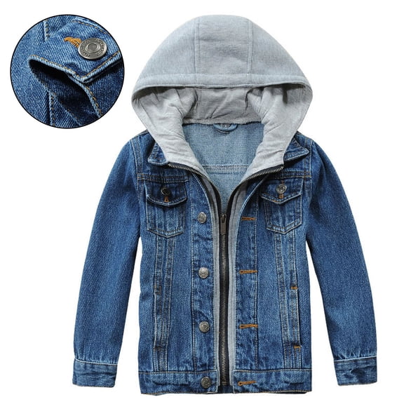 Jean Jacket Boys Long Sleeve Denim Hoodie Blue Denim Jacket Kids Spring Jacket 13-14 Years Boy Clothes
