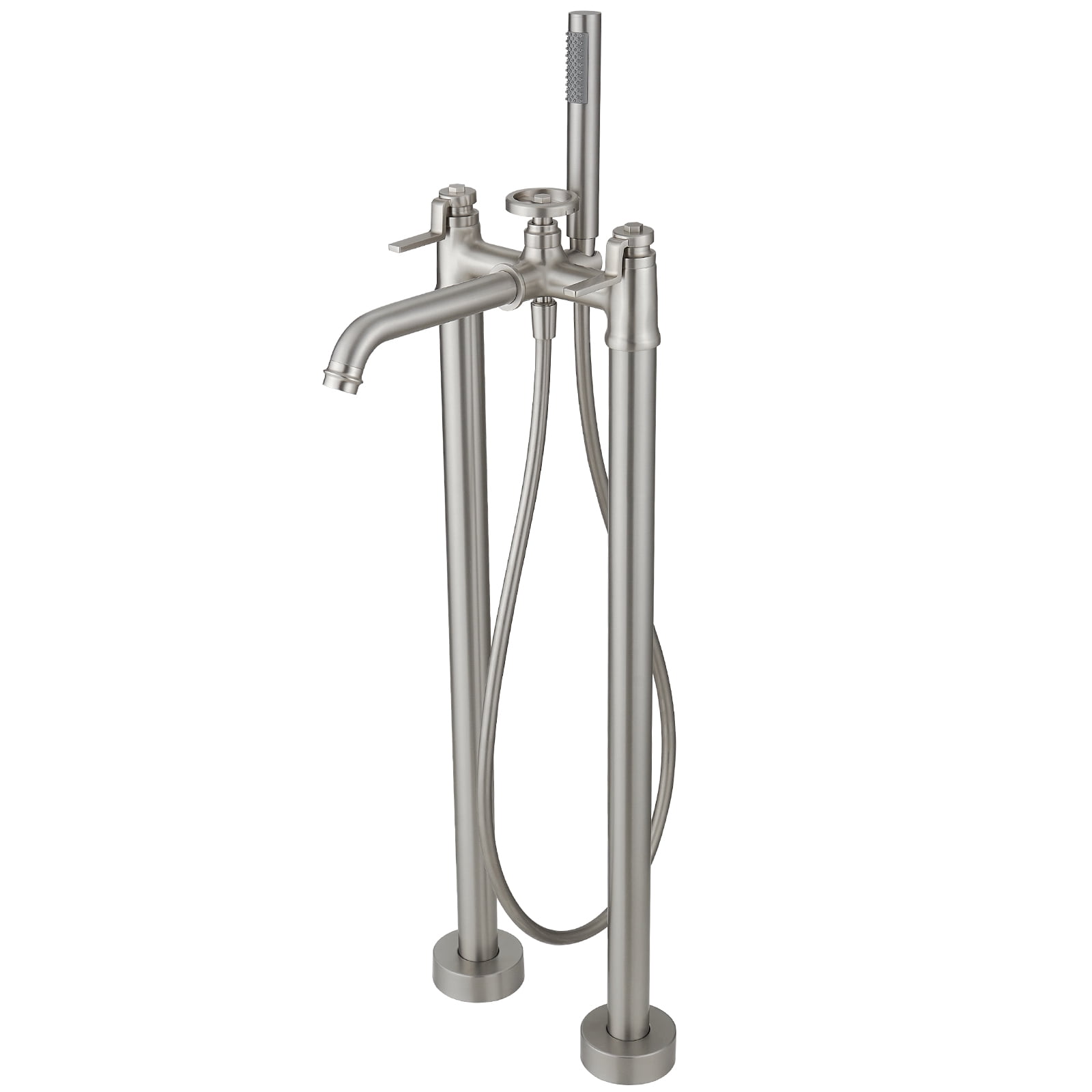 3Handle Freestanding Floor Mount Roman Industrial Style Tub Faucet
