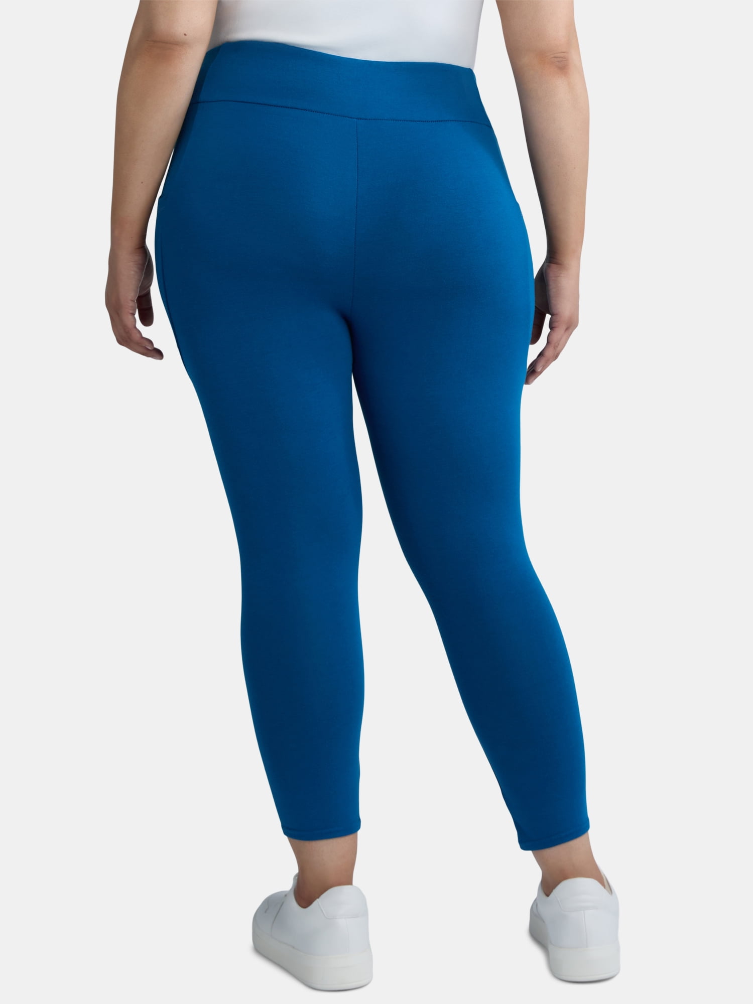 Terra & Sky Women's Plus High Rise Capri Leggings with Cellphone Pockets, 2-Pack