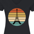 thumbnail image 4 of Inktastic Paris Eiffel Tower Retro Sunset Women's V-Neck T-Shirt, 4 of 5