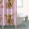 thumbnail image 4 of Pink Highland Cow Flower Pattern Shower Curtain 36"x72" ,Bathroom Decorative Shower Curtains Set with 12 Hooks,Modern Waterproof Washable Shower Curtain, 4 of 6