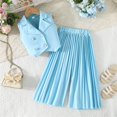 thumbnail image 4 of ATOGUTA Vest Set Girls Clothing Kids Sweatsuit Sleeveless Suit Vest Wide-Leg Pants Fashion Clothing Set Size 2T-9, Light Blue, 4 of 6