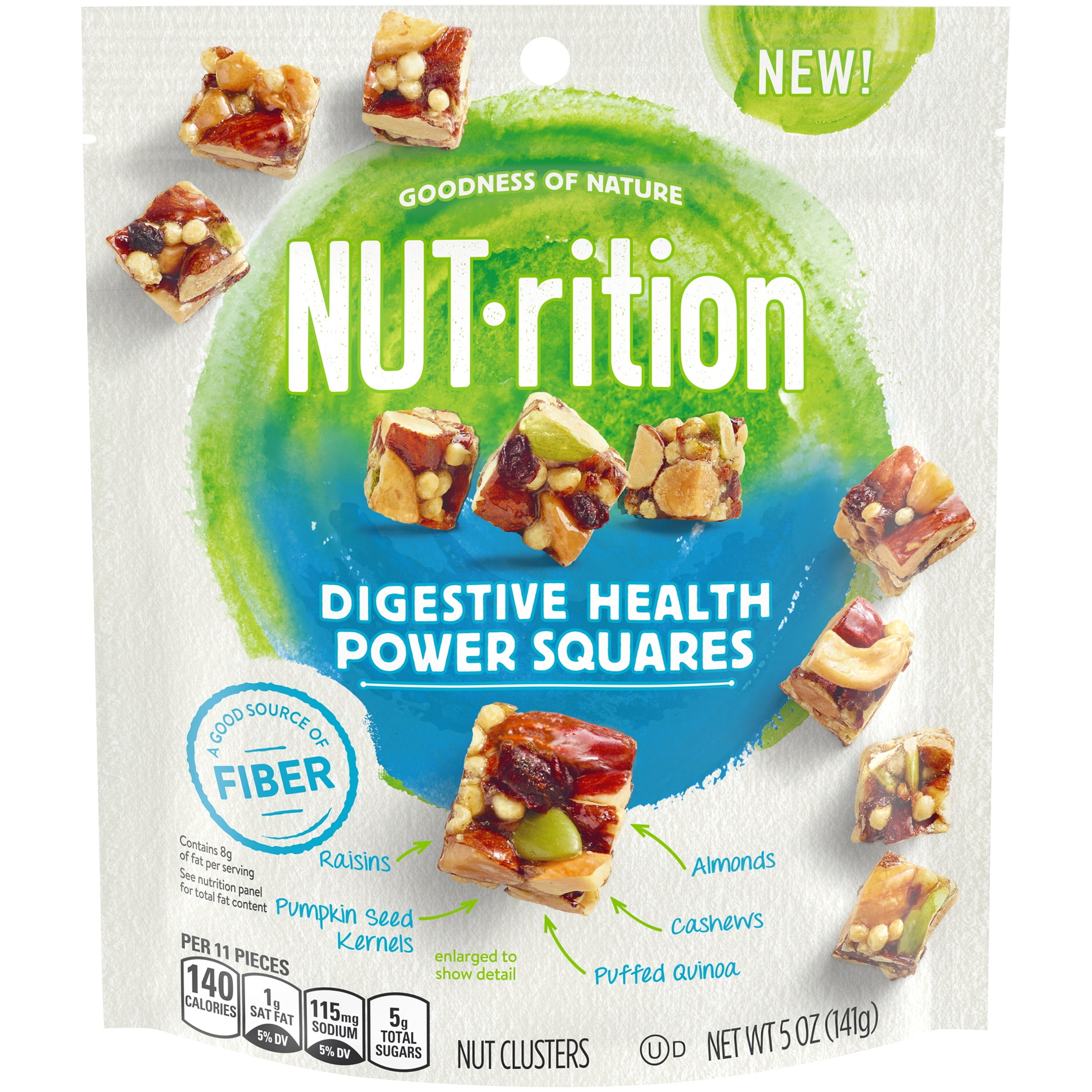 NUTrition Digestive Health Power Squares Nut Clusters with Raisins
