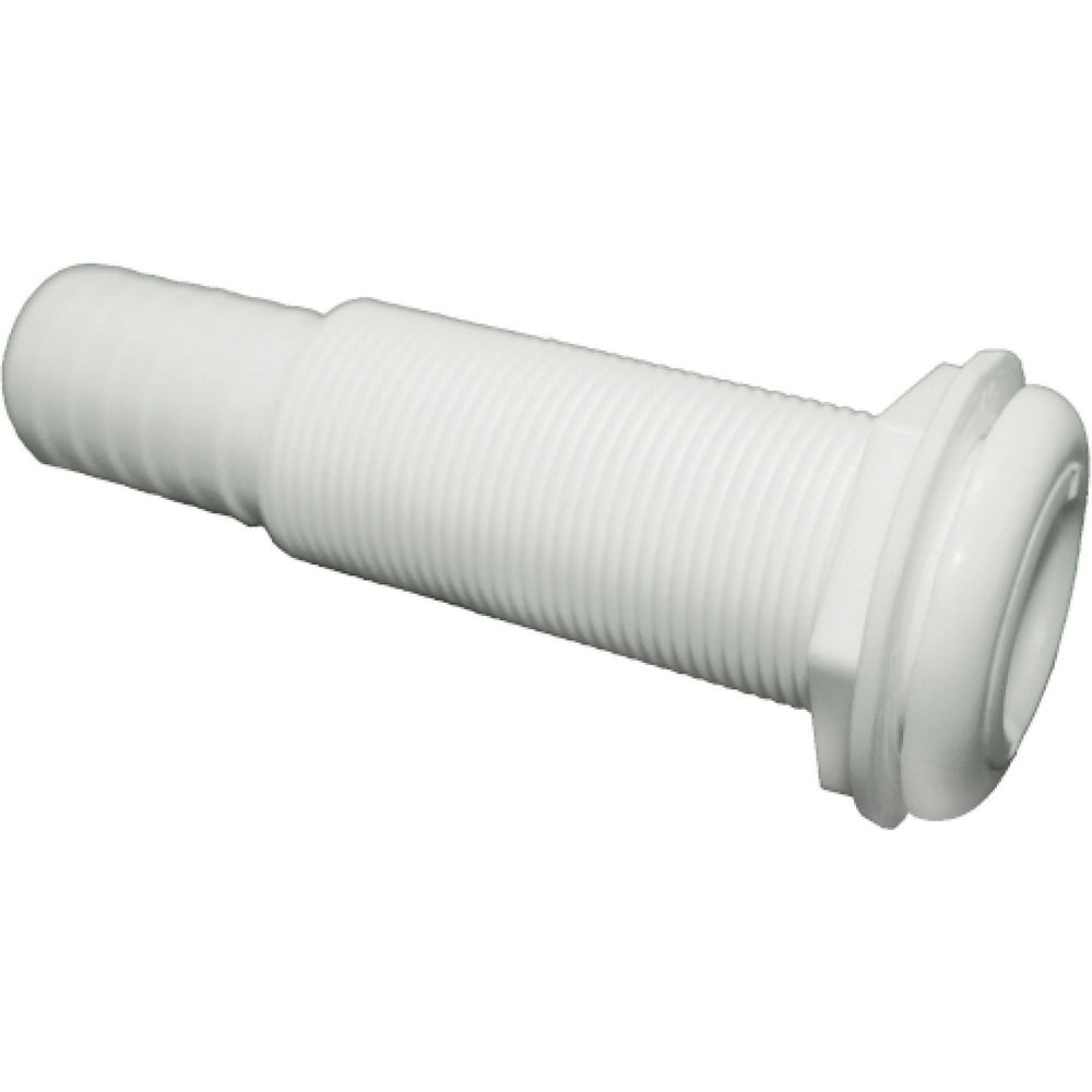 TH Marine Straight Extra Long ThruHull Fitting For Hose, White