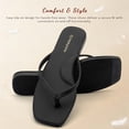 thumbnail image 3 of Womens Square Flip Flops, Patent Leather Flat Sandals with Memory Foam Insole, Non-Slip Lightweight Minimalist Open Toe Summer Vacation Dressy Beach Essentials Slippers, 3 of 7