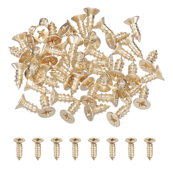 Uxcell 50Pcs ST6 x 16mm Pan Head Self Tapping Screws for Metal, Gold