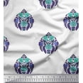 thumbnail image 1 of Soimoi Polyester Crepe Fabric Leaves & Floral Block Print Fabric by The Yard 52 Inch Wide, 1 of 3