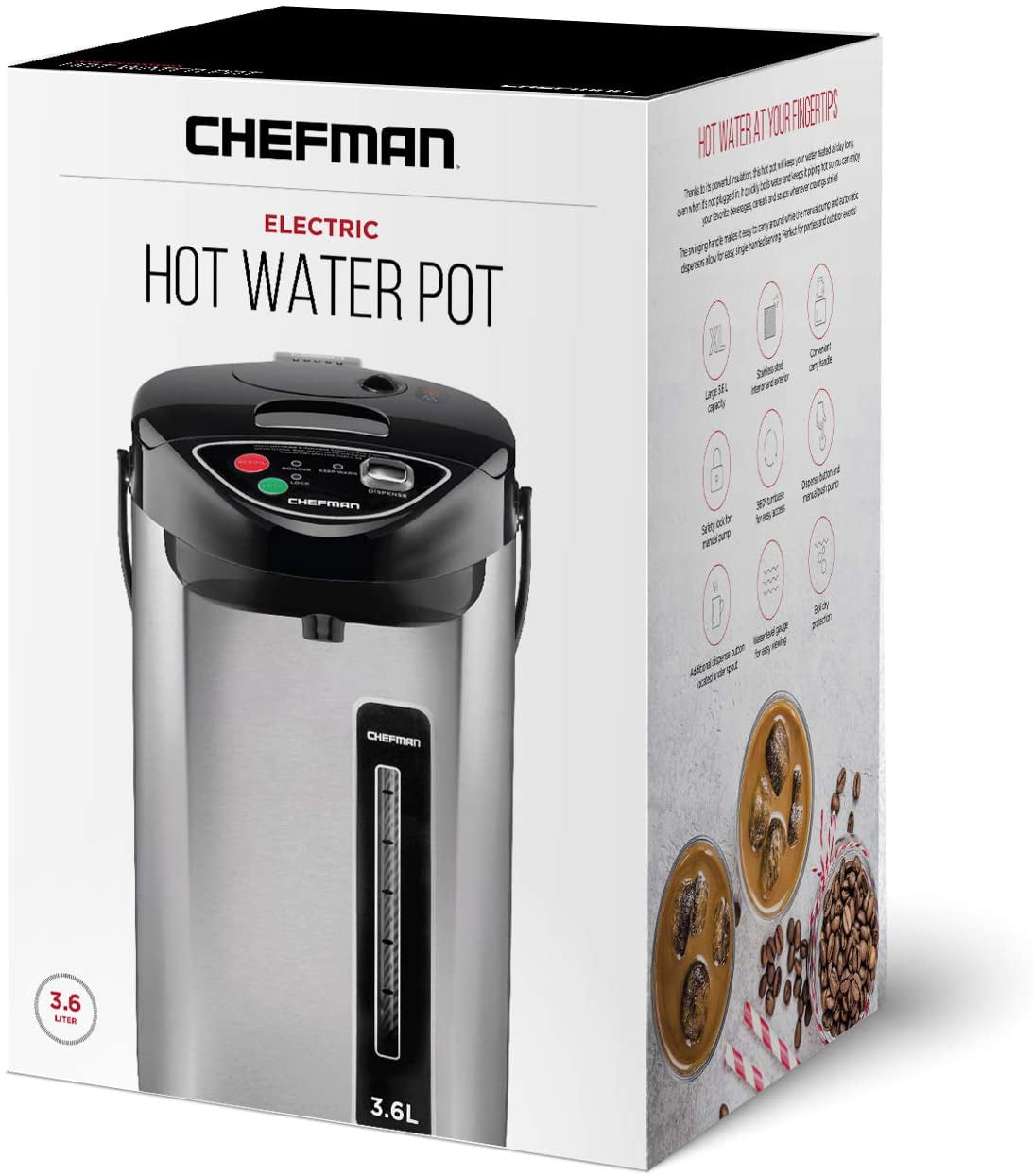Electric Hot Water Pot Urn w/Auto  Manual Dispense Buttons, Safety Lock, Instant  Heating for Coffee  Tea, Auto-Shutoff  Boil Dry Protection, Insulated Stainless  Steel, 3.6L/3.8 Qt/20+ Cups - Walmart.com