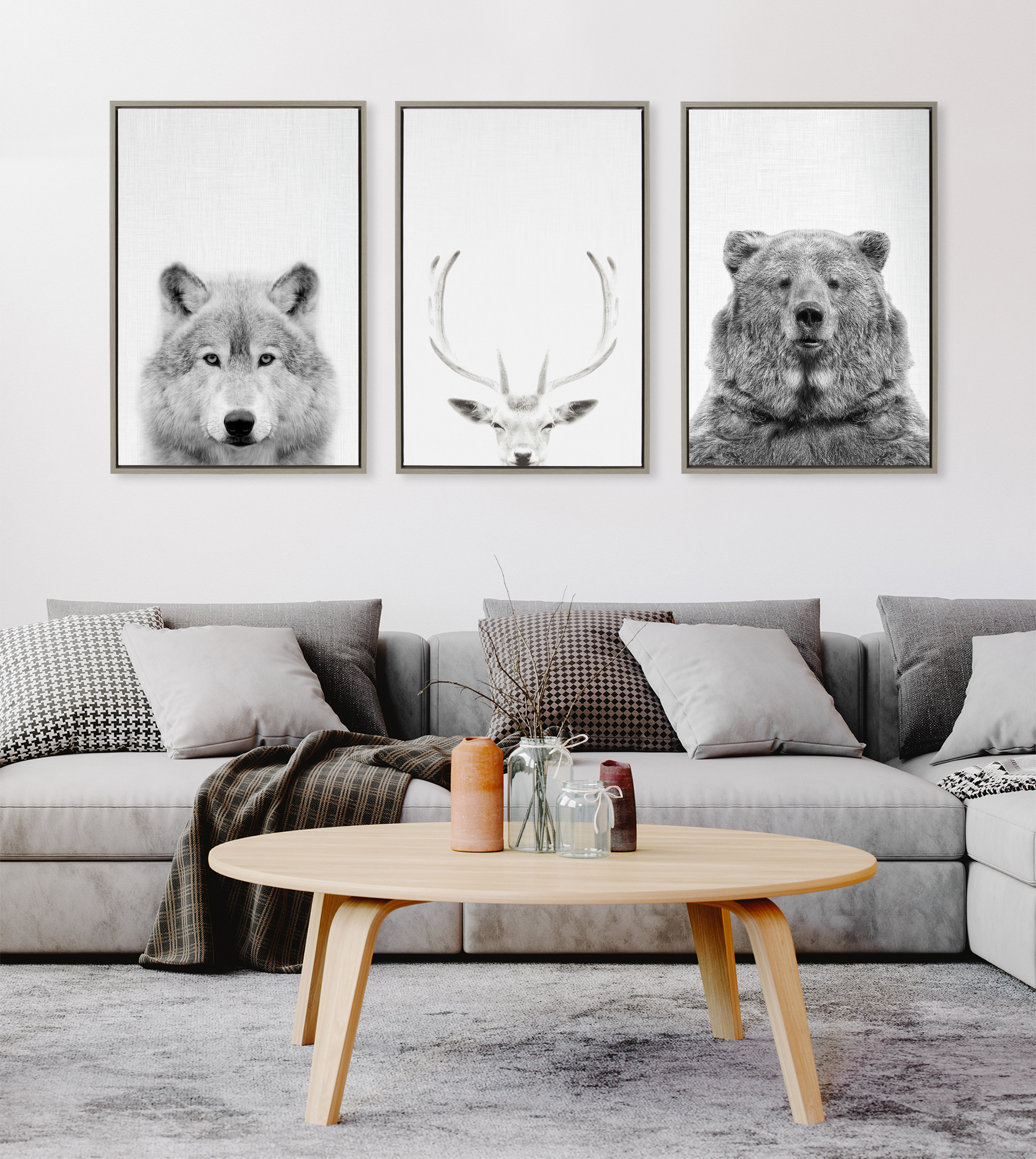 Kate and Laurel Sylvie Wolf and Bear European Framed Canvas Wall Art Set by Simon  Te of Tai Prints, Piece 23x33 Gray, Modern Nature Animals Art for Wall  Home Decor
