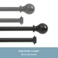 thumbnail image 5 of Kenney 5/8" Matte Black Ball Double Curtain Rod, 66-120", 5 of 7
