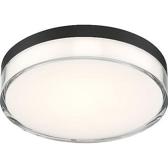 Minka Lavery 749-2-66A-L Low Profile Round Clear Acrylic Outdoor Flush Mount Ceiling Light, 1-Light 16 Watt, 2"H x 7"W, Coal