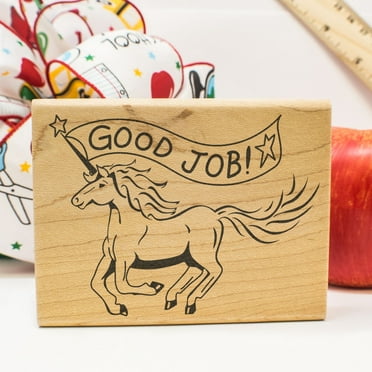 Good Job Art Rubber Stamp, Laser Engraved Craft Stamp on Wood Mounted Block, Size 1-3/4” x 1-3/4”, Made in USA