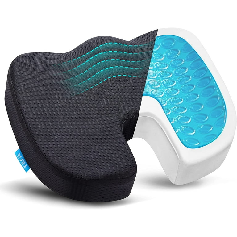 Sleepavo Gel Seat Cushion for Tailbone Pain Relief - Back Support Pillow  for Chair - Sciatica Pain Relief - Memory Foam Chair Cushion 